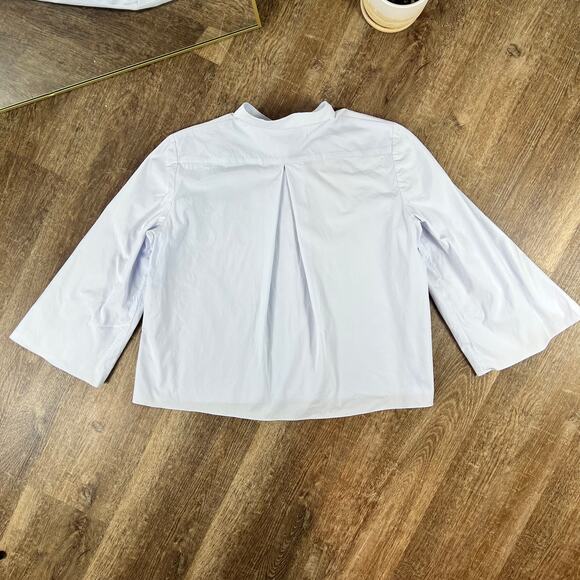 The Row Light Blue Mock Neck Hidden Button Closure Oversized Blouse - Picture 7 of 8